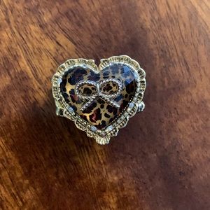 Betsey Johnson Leopard Heart Ring